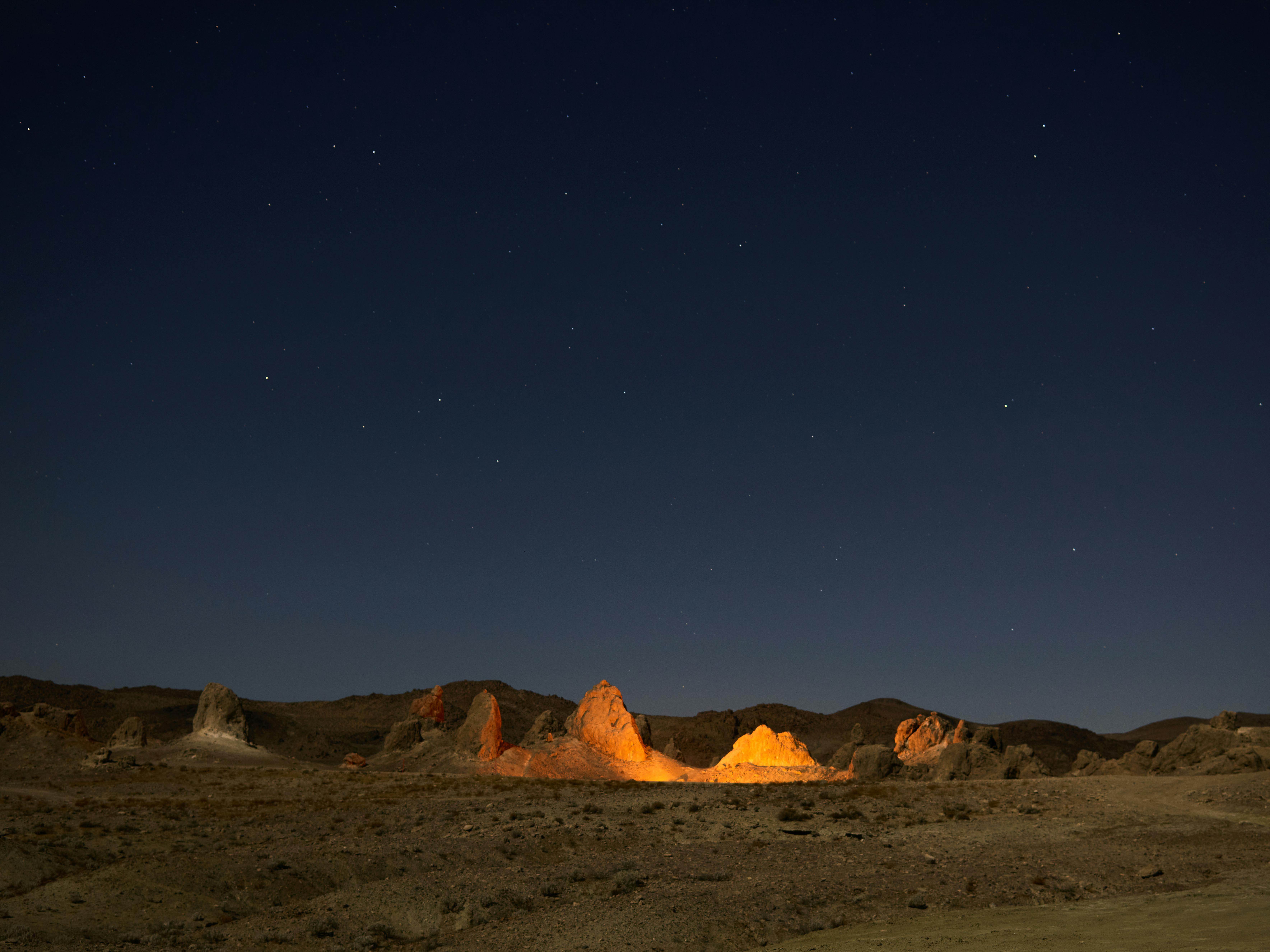 A desert at night.